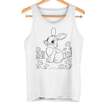 Motif De Lapin À Colorier Pour Enfants Fleurs Cadeau De Printemps Débardeur e - Cadeauxyz
