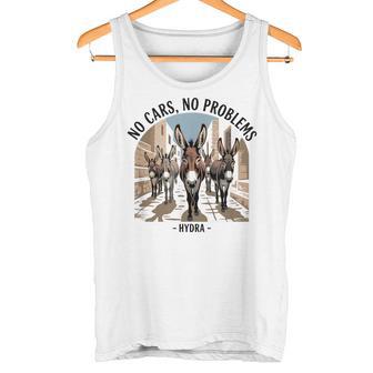 No Cars No Problems Hydra Lindo Burros En Un Camino Griego Camiseta sin mangas - Regaloses