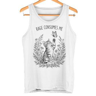 Rage Consumes Me Cat Meme Lindo Gatito Flor Camiseta sin mangas - Regaloses