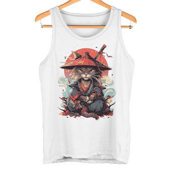 Tatouage De Chat Japonais Rétroamouraï Graphique Ninja Kawaii Haut De Gamme Débardeur e - Cadeauxyz