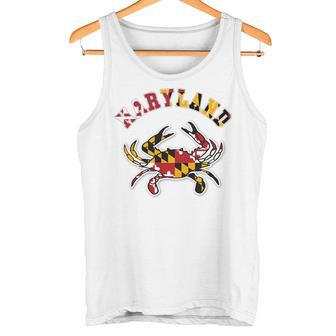 Vintage En Crabe Bleu Chic Du Maryland Drapeau De L'état Du Maryland Haut De Gamme Débardeur e - Cadeauxyz