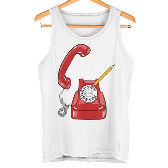 Vintage Rotary Dial Teléfono Con Cable Color Retro Gráfico Camiseta sin mangas - Regaloses