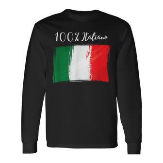100 Italiana Con Bandiera Italiana Pereri Italiani Maglietta a maniche lunghe - Novitaregali