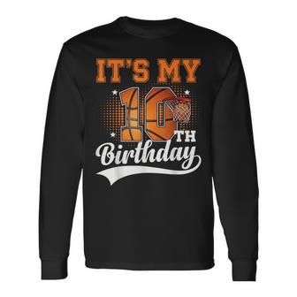 10Th Birthday Boys Basketball Ten 10 Year Old Long Sleeve T-Shirt - Thegiftio UK