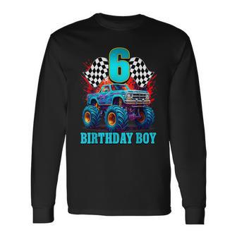 6 Jahre Alt 6 Geburtstag Jungen Monster Truck Auto Langarmshirts - Geschenkecke