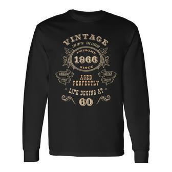 60-Year-Old 60Th Birthday For Vintage 1966 Long Sleeve T-Shirt - Thegiftio UK