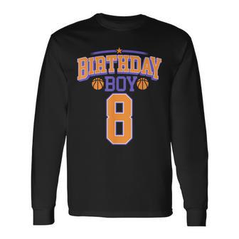 8º Cumpleaños Niño Baloncesto Amante 8 Años Bday Camiseta de manga larga - Regaloses