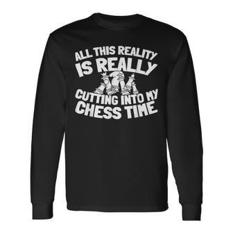 Ajedrez Jaque Mate Tablero Chess Jugador Ajedrez Camiseta de manga larga - Regaloses