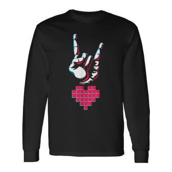 Amor Corazón Rock And Roll Relación Amor Romántico Pareja Camiseta de manga larga - Regaloses