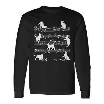 Amusant Chat Musique Partition De Partition Drôle Mignon Chat Goodsêtements Cadeau Original Pour Homme Manche Longue T-shirt à manches longues - Cadeauxyz