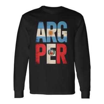 Argentina And Peru Mix Heritage Argentinian Peruvian Roots Long Sleeve T-Shirt - Monsterry