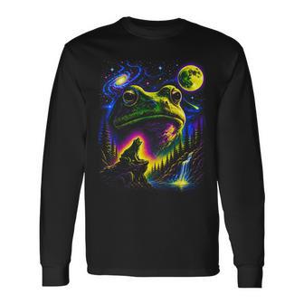 Art Graphique De La Natureintage Des Années 90 Cosmic Frog Moon T-shirt à manches longues - Cadeauxyz