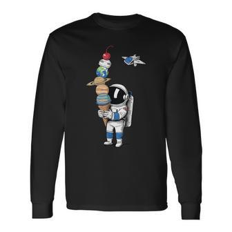 Astronauta Helado Planetas Espacio Niños Niñas Niños Astronauta Camiseta de manga larga - Regaloses
