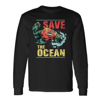 Ave The Ocean Motif Poisson Pour Les Amoureux Des Animaux De La Nature T-shirt à manches longues - Cadeauxyz