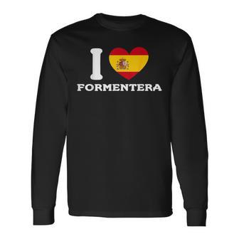 Bandera De España I Love Formentera Ibiza Heart Camiseta de manga larga - Regaloses