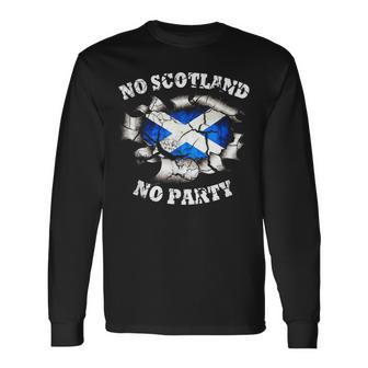 Bandera Escocesa Con Texto En Inglés Nocotland No Party Camiseta de manga larga - Regaloses