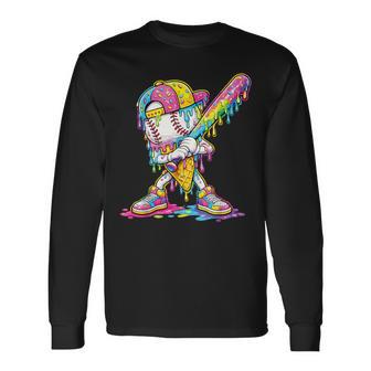 Baseball Drip Ice Cream Apparel Youth Drip Baseball Boys Kid Long Sleeve T-Shirt - Monsterry