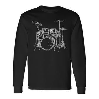 Batterista Di Batteria Di Musica Rockintage Maglietta a maniche lunghe - Novitaregali