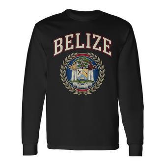 Belize Arched Varsity National Crest Long Sleeve T-Shirt - Thegiftio UK