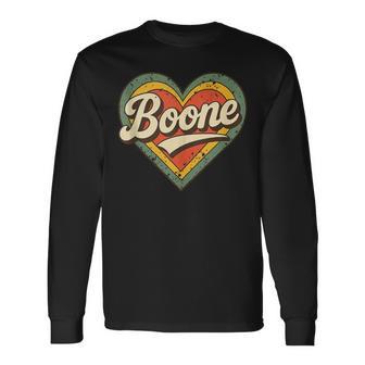 Boone Retro Vintage Heart Love Typography Long Sleeve T-Shirt - Thegiftio UK