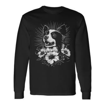 Border Collie Perro Amante Estilo Retro Tatuaje Camiseta de manga larga - Regaloses