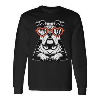 Bulldog Mascot Sports Fan Football Basketball Baseball Long Sleeve T-Shirt | Seseable UK