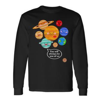 Camisa De Pluto Planet Divertida Dibujos Animados Planetas Nunca Olvides Plutón Camiseta de manga larga - Regaloses