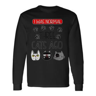 Camisa Graciosa De Gatos Yo Era Normal En Inglés Camiseta de manga larga - Regaloses