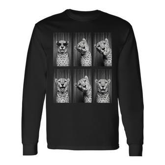 Cheetah Photobooth Wildlife Animal Portrait Long Sleeve T-Shirt - Thegiftio UK