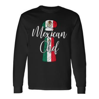 Chef Mexicano Cocinar Comida Divertida Cocinero Orgullo Nacional Bandera Camiseta de manga larga - Regaloses