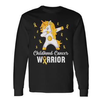 Childhood Cancer Warrior Gold Ribbon Unicorn Awareness Kids Long Sleeve T-Shirt | Seseable UK