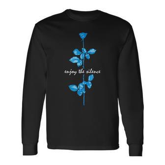Basic Chilling Quote Enjoy The Silence Retro Blue Rose Long Sleeve T-Shirt - Thegiftio UK