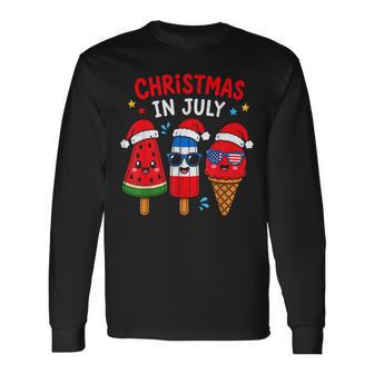 Christmas In July Ice Cream With Santa Hat Kids Long Sleeve T-Shirt - Monsterry CA