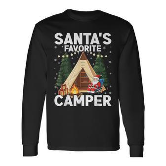 Christmas In July Santas Favorite Camper Camping Lover Long Sleeve T-Shirt - Thegiftio UK