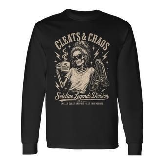 Cleats & Chaos Skeleton Soccer Mom Sideline Legends Long Sleeve T-Shirt - Thegiftio UK