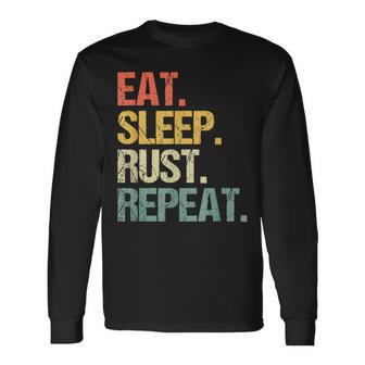 Comer Dormir Rust Repeat -Divertido Jugador Diciendo Juegos Deportes Meme Camiseta de manga larga - Regaloses