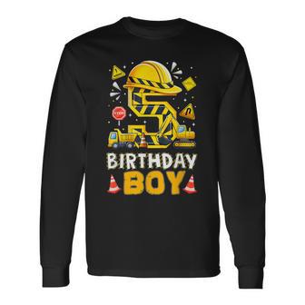 Construction 5 Year Old Birthday Boy 5Th Birthday Excavator Long Sleeve T-Shirt - Monsterry