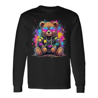 Cool Teddy Bear With Sunglasses Long Sleeve T-Shirt - Thegiftio UK