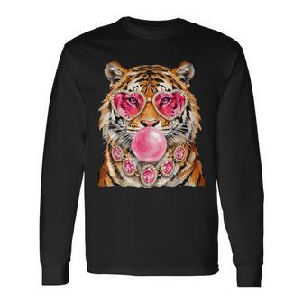 Cool Tiger Roar Leopard Sunglasses Glam Tiger Long Sleeve T-Shirt | Seseable UK