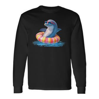 Costume Amusant De Dauphin Dans La Piscine T-shirt à manches longues - Cadeauxyz