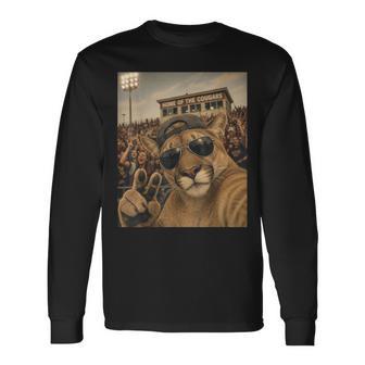 Cougar Student Selfie Vintage Game Day Cool Mascot Long Sleeve T-Shirt | Seseable UK