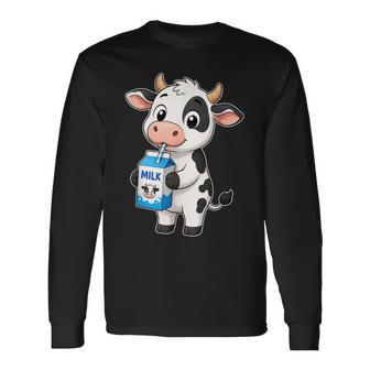 Cow Milk Kawaii Graphic Long Sleeve T-Shirt - Thegiftio UK