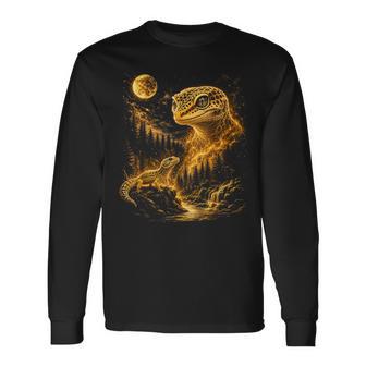 Cute Leopard Gecko Graphic Vintage Lizard Reptile Long Sleeve T-Shirt - Thegiftio UK
