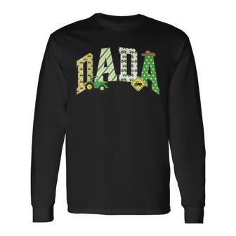 Dada Of The Birthday Boy Tractor Farm Trucks Family Party Long Sleeve T-Shirt | Seseable UK