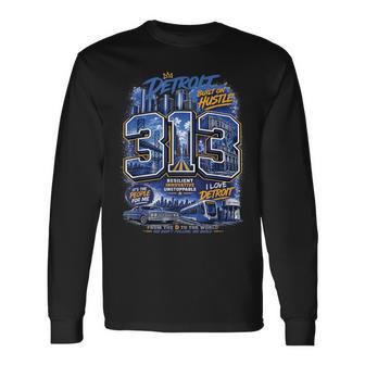 Detroit 313 Hustle Hometown Urban Long Sleeve T-Shirt - Thegiftio UK