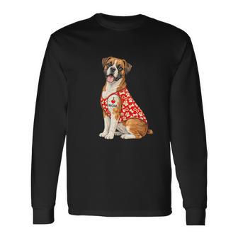 Divertido Boxer Perro Con Corazón Tatuaje Boxer Mamá Perros Am In Mangas Camiseta de manga larga - Regaloses