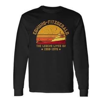 Edmund Fitzgerald Ship 1975 Anniversary Great Lakes Tribute Long Sleeve T-Shirt - Monsterry