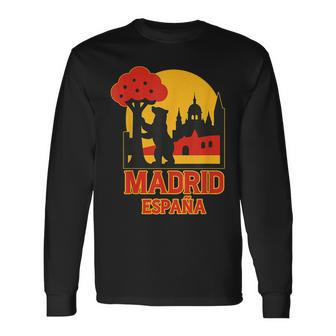 El Oso Y El Madroñoímbolo Madrid Ciudad Horizonte Camiseta de manga larga - Regaloses
