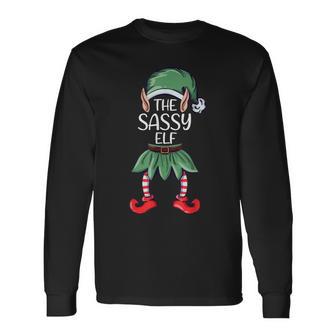 El Travieso Elfo Navidad Familia Grupos Elfo Camiseta de manga larga - Regaloses