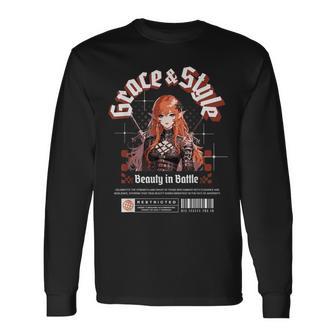 Élfe Guerrière Dark Fantasy Manga Graphic T-shirt à manches longues - Cadeauxyz